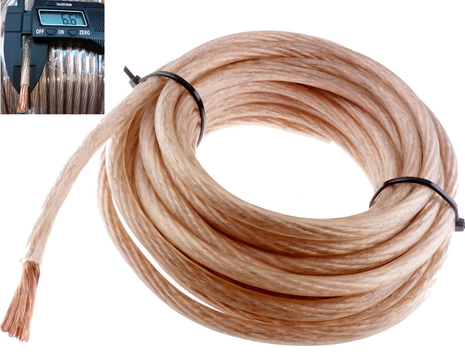 20ft Clear 8 Gauge Primary Speaker Wire or Amp Power Ground Car Audio Flexible